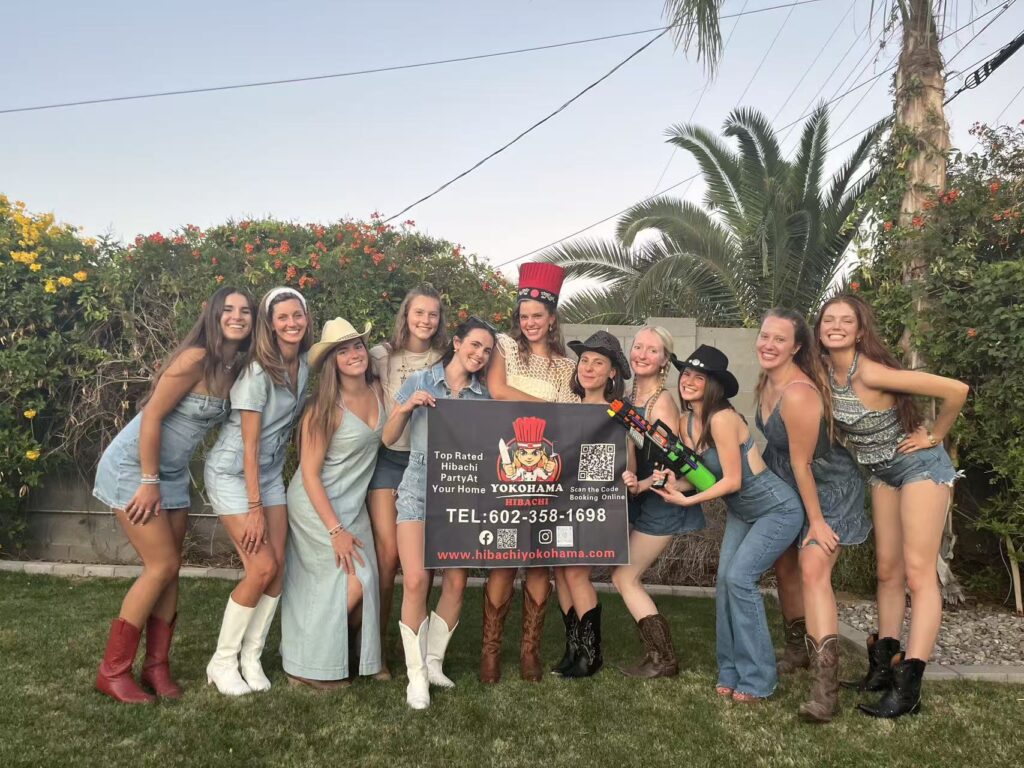 hibachi chef cooking steak and fried rice at private event in Los Angeles